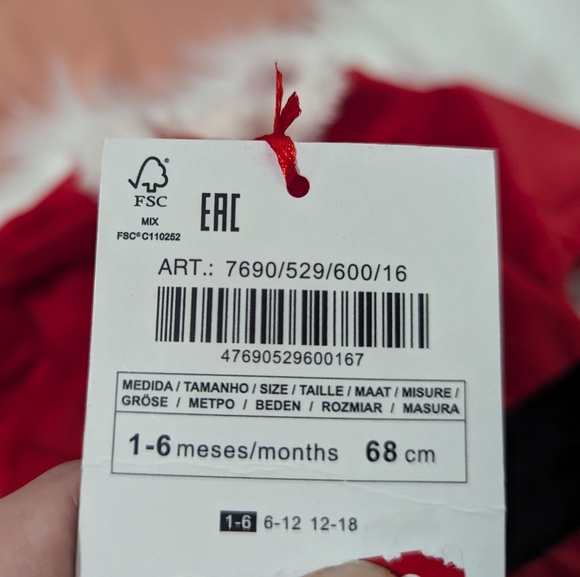 LAST ONE Zara Christmas Collection Baby Velour Santa Suit Outfit 1-6 mos New! - Picture 9 of 9